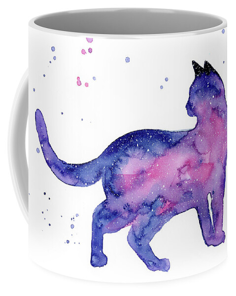Cat Coffee Mug featuring the painting Cat in Space by Olga Shvartsur