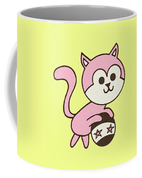 Animal Coffee Mug featuring the drawing Cat Playing with a Ball by CSA Images