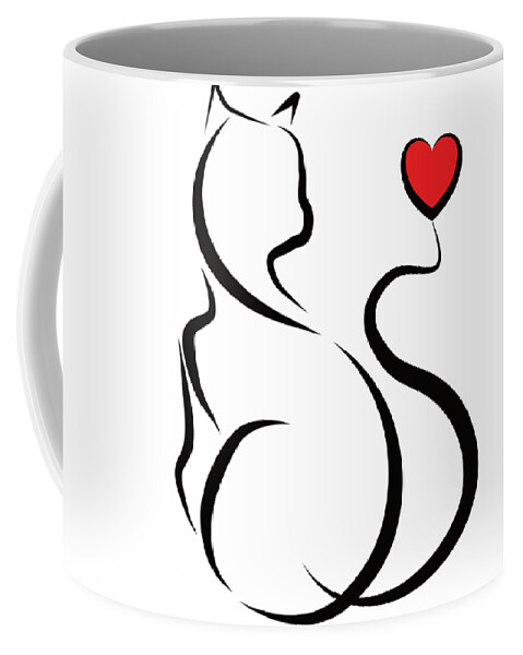 Cat Coffee Mug featuring the digital art Cat with Heart by Patricia Piotrak