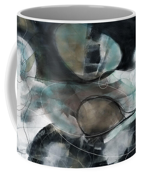 Abstract Coffee Mug featuring the painting Catch Me If You Can - Large Contemporary Abstract Painting by Modern Abstract