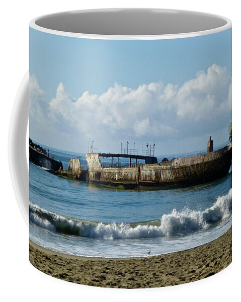 Cement Ship Coffee Mug featuring the photograph Cement Ship Seacliff Beach by Amelia Racca