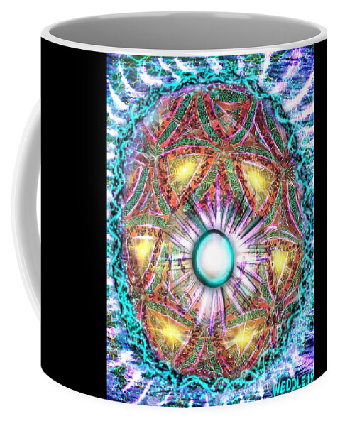Kaleidoscope Coffee Mug featuring the digital art Centered by Angela Weddle