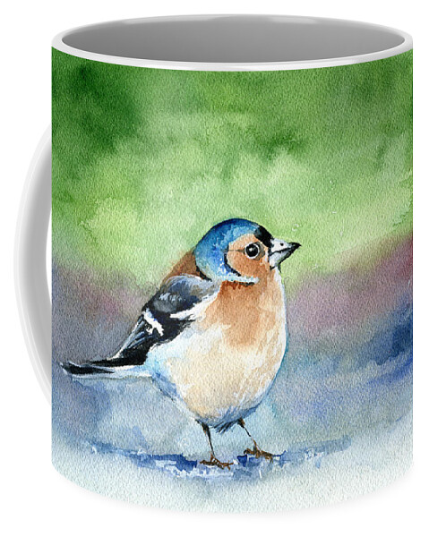 Chaffinch Coffee Mug featuring the painting Chaffinch by Dora Hathazi Mendes