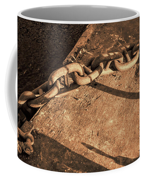 Chain Coffee Mug featuring the photograph Chained Light and Shadow by Cathy Anderson
