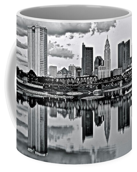 Columbus Coffee Mug featuring the photograph Charcoal Columbus Mirror Image by Frozen in Time Fine Art Photography