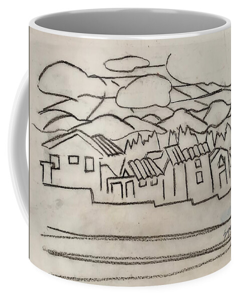 Plein Air Coffee Mug featuring the painting Charcoal Houses Sketch by Suzanne Giuriati Cerny