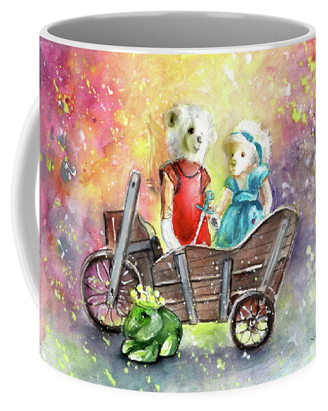 Teddy Coffee Mug featuring the painting Charlie Bears King Of The Fairies And Thumbelina by Miki De Goodaboom