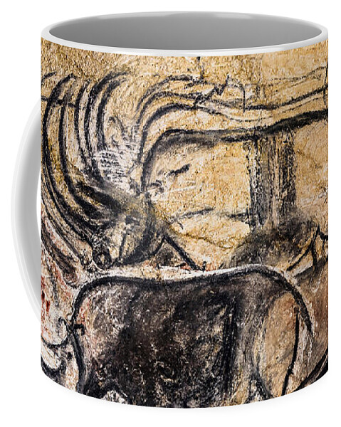 Chauvet Rhinoceros Panel Coffee Mug featuring the digital art Chauvet - Rhinoceros Panel by Weston Westmoreland