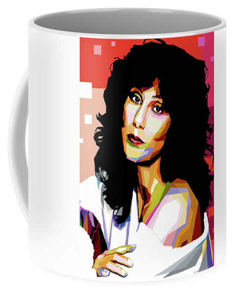 Cher Coffee Mug featuring the digital art Cher by Movie World Posters
