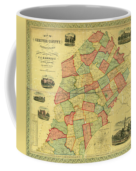Richard Reeve Coffee Mug featuring the photograph Chester County Pennsylvania Map 1856 by Richard Reeve