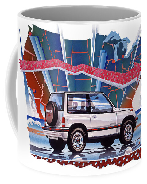 Usa Map Coffee Mug featuring the painting Chevy Tracker Car Illustration by Garth Glazier