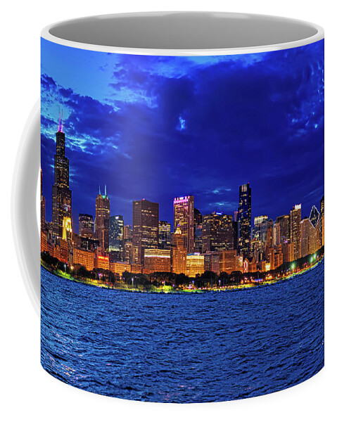 Chicago Coffee Mug featuring the photograph Chicago Blue Hour Skyline by Mitchell R Grosky