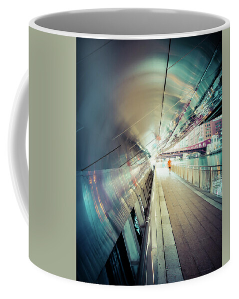 Chicago Coffee Mug featuring the photograph Chicago riverwalk runner by Lauri Novak