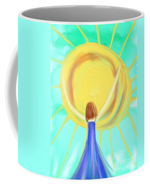 Prophetic Coffee Mug featuring the mixed media Child of Promise by Jessica Eli