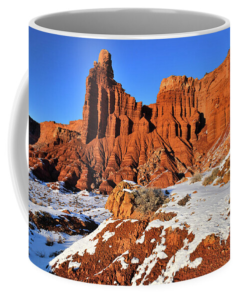 Capitol Reef National Park Coffee Mug featuring the photograph Chimney Rock in Capitol Reef NP by Ray Mathis