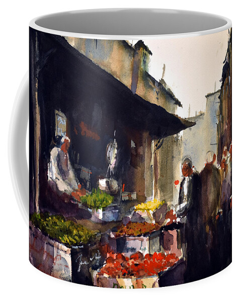 China Coffee Mug featuring the painting Chinatown Market by Charles Rowland