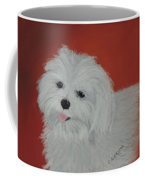 Dog Coffee Mug featuring the pastel Chloe's Angel by Carol Corliss