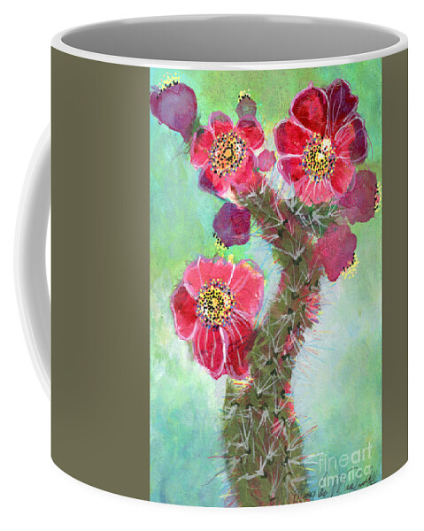 Cactus Coffee Mug featuring the mixed media Cholla by Mary Lou McCambridge
