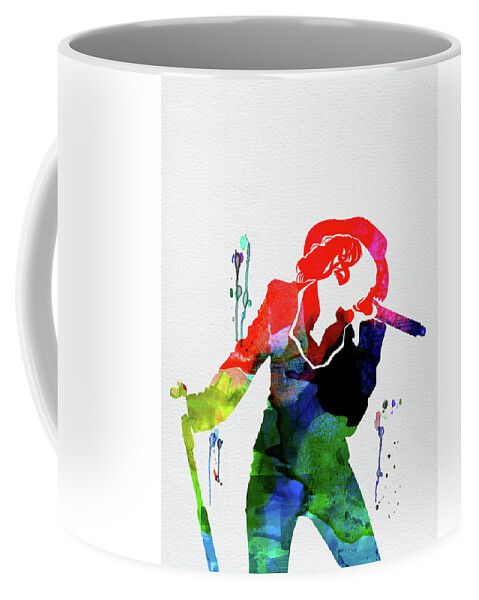 Christina Aguilera Coffee Mug featuring the mixed media Christina Watercolor by Naxart Studio
