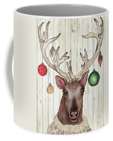 Christmas Coffee Mug featuring the painting Christmas Reindeer II by Elizabeth Medley