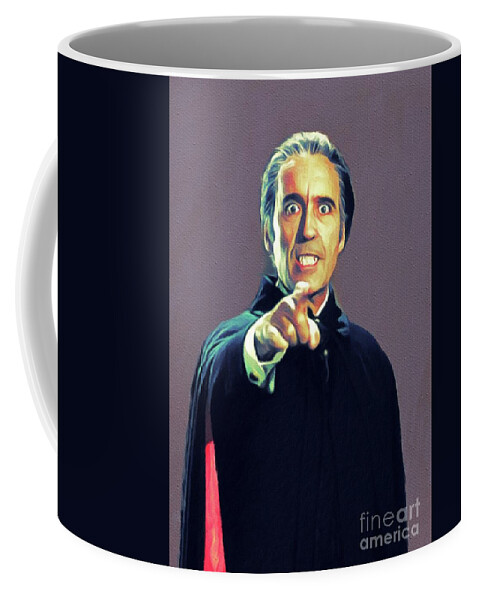 Christopher Coffee Mug featuring the painting Christopher Lee as Dracula by Esoterica Art Agency