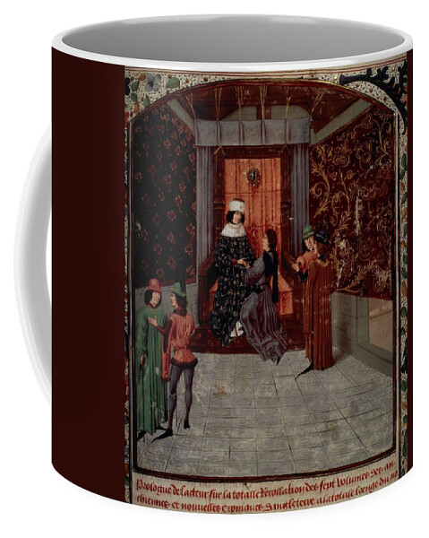 Eduardo Iv Coffee Mug featuring the painting Chronicle of Jean de Wavrin, 1470, Wavrin presents chronicle to Edward IV, Illuminated manuscript. by Album