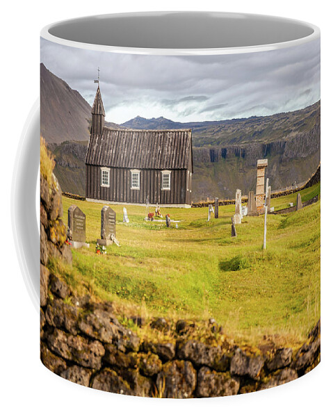 Church Coffee Mug featuring the photograph Church Cemetery of Iceland by David Letts