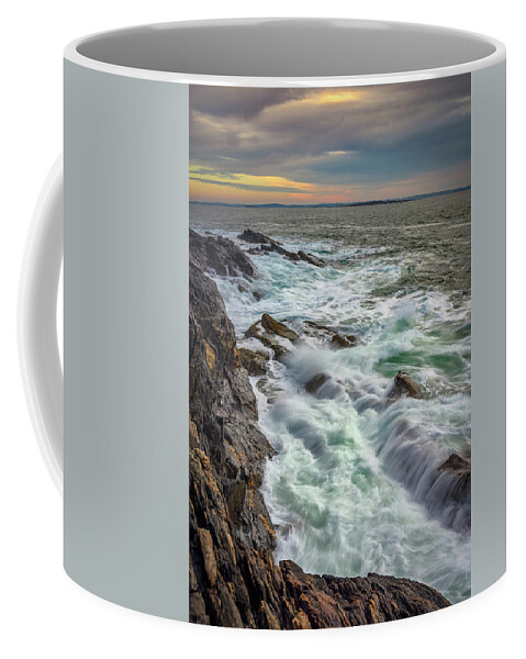 Bailey Island Coffee Mug featuring the photograph Churning Waves at Giant's Stairs by Kristen Wilkinson