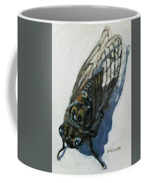 Cicada Nature Oil Painting Bugs Bug Insect Coffee Mug featuring the painting Cicada by Jeff Dickson