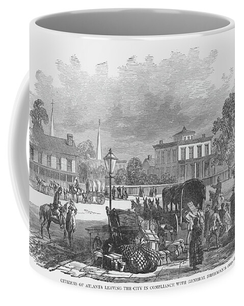 Civilians Coffee Mug featuring the painting Citizens of Atlanta move out per orders of General Sherman by Frank Leslie