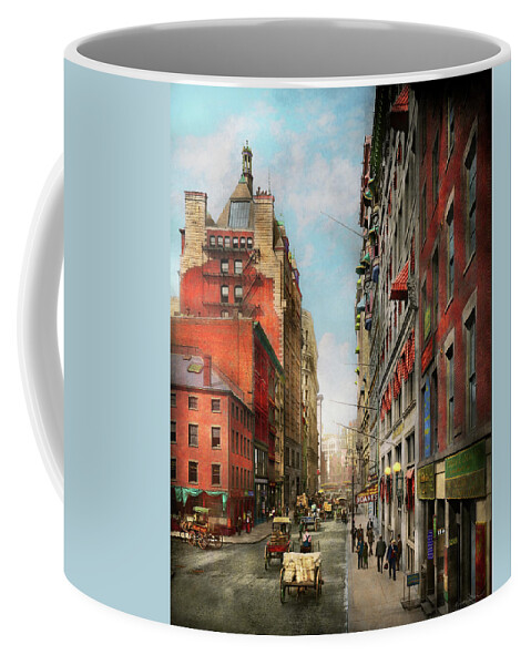 Boston Coffee Mug featuring the photograph City - Boston MA - State St 1905 by Mike Savad