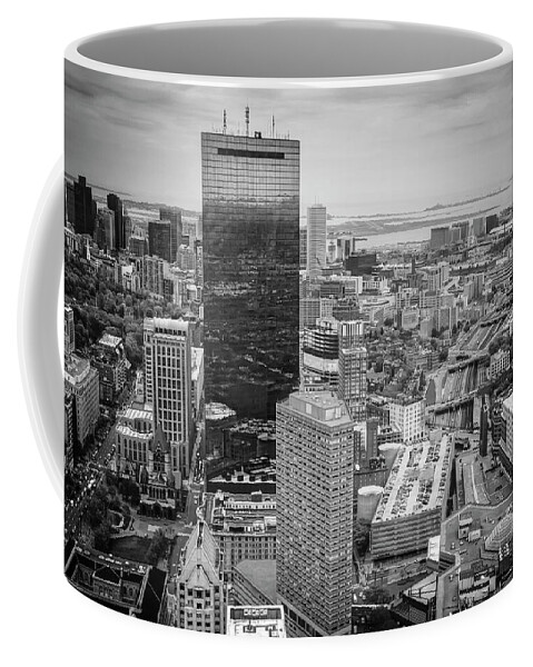 Boston Coffee Mug featuring the photograph City of Boston Reflected Black and White by Carol Japp