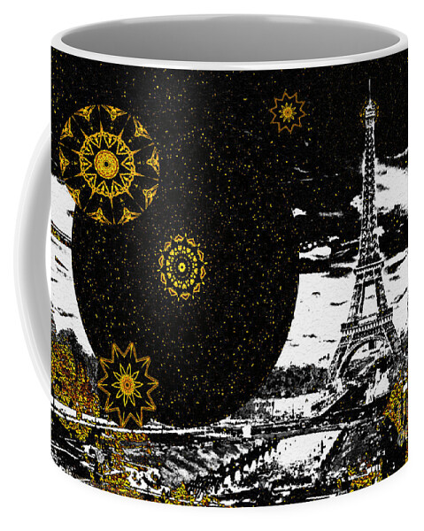 Jazz Coffee Mug featuring the mixed media City of Lights - Kaleidoscope Moon for Children Gone Too Soon Number 6 by Aberjhani
