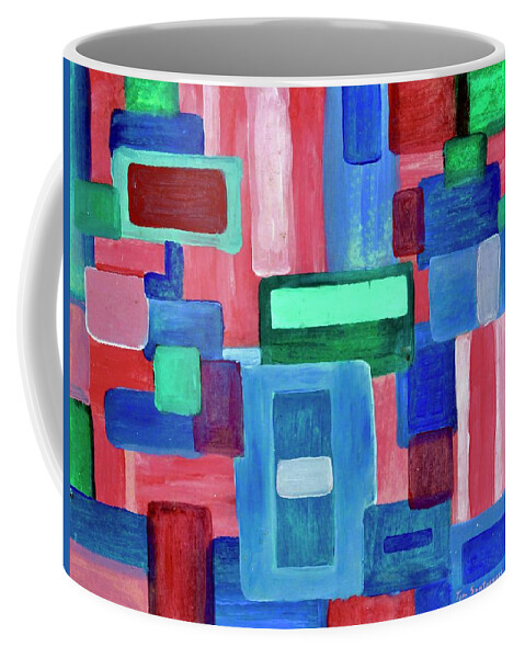 Abstract Rectangles City Traffic Movement Coffee Mug featuring the painting City Traffic by Thomas Santosusso