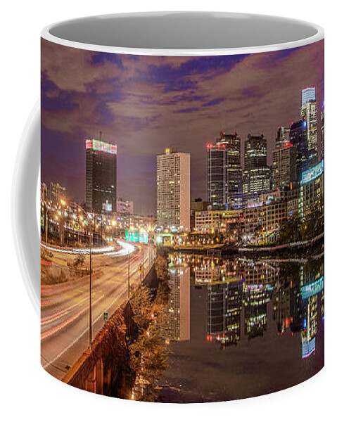 Cityscape Coffee Mug featuring the photograph Cityscape Panorama - Philadelphia from South Street by Bill Cannon