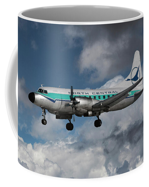 North Central Airlines Coffee Mug featuring the photograph Classic North Central CV-580 Landing at Minneapolis by Erik Simonsen