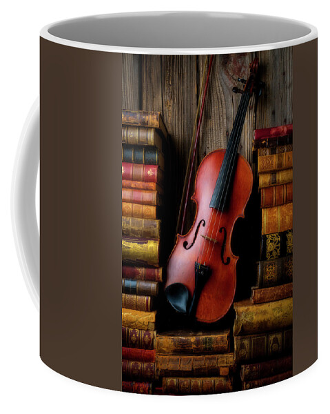Old Coffee Mug featuring the photograph Classic Violin And Old Books by Garry Gay