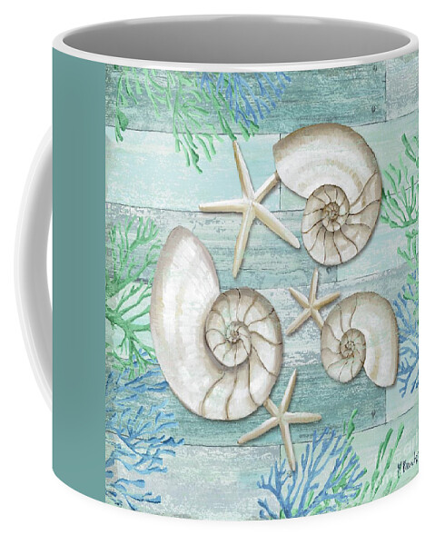 Watercolor Coffee Mug featuring the painting Clearwater Shells II by Paul Brent