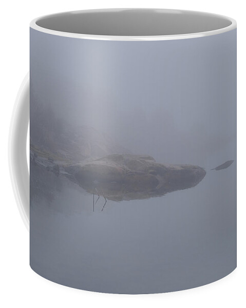 Sweden Coffee Mug featuring the pyrography Cliffs in fog by Magnus Haellquist