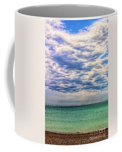 Britain Coffee Mug featuring the photograph Clouds over Worthing Beach by Roslyn Wilkins