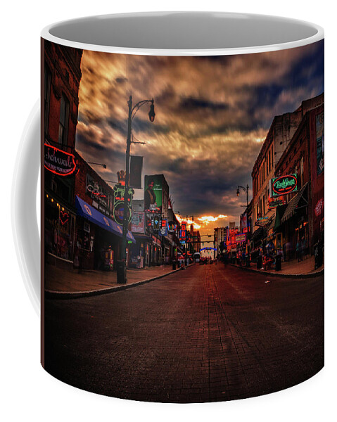 Beale Coffee Mug featuring the photograph Cloudy Day on Beale Street by James C Richardson