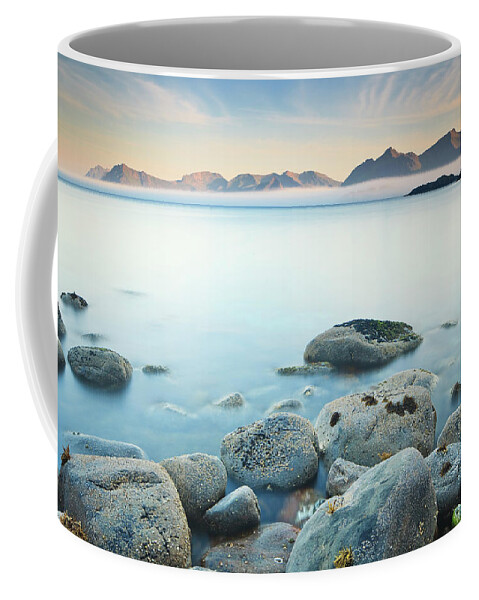 Estock Coffee Mug featuring the digital art Coastal Landscape, Nordland, Norway by Luigi Vaccarella