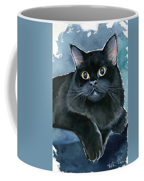 Persian Cat Coffee Mug featuring the painting Coffee Black Persian Cat by Dora Hathazi Mendes