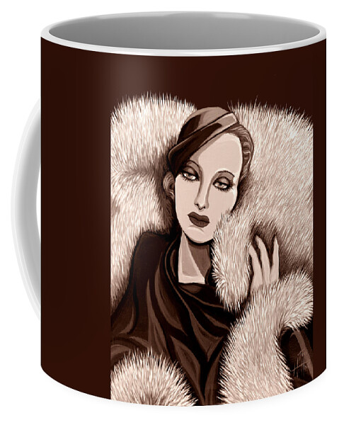 Painting Coffee Mug featuring the painting Colette in Sepia Tone by Tara Hutton