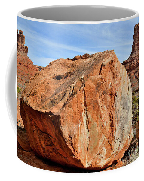 Valley Of The Gods Coffee Mug featuring the photograph Colorful Boulder and Butte in Valley of the Gods by Ray Mathis