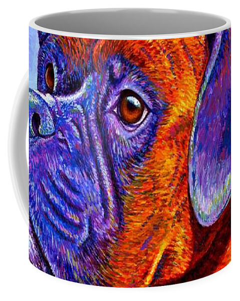 Boxer Coffee Mug featuring the painting Devoted Guardian - Colorful Brindle Boxer Dog by Rebecca Wang