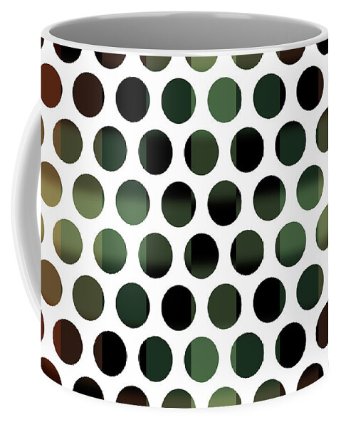 Pattern Coffee Mug featuring the mixed media Colorful Dots Pattern - Polka Dots - Pattern Design 5 - Brown, Slate, Grey, Beige, Steel by Studio Grafiikka