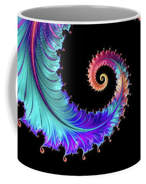 Dragon Tail Coffee Mug featuring the digital art Colorful Fractal Dragon Tail by Matthias Hauser