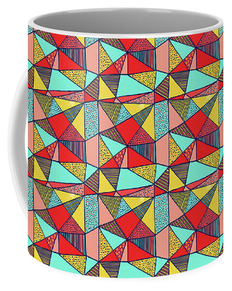 Pattern Coffee Mug featuring the painting Colorful Geometric Abstract Pattern by Jen Montgomery