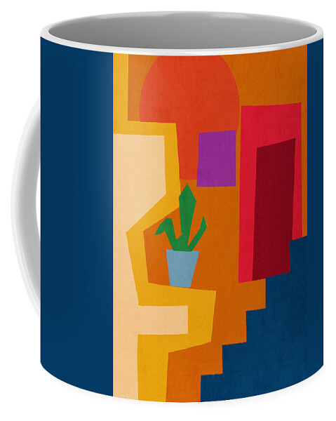 Modern Coffee Mug featuring the mixed media Colorful Geometric House 1- Art by Linda Woods by Linda Woods